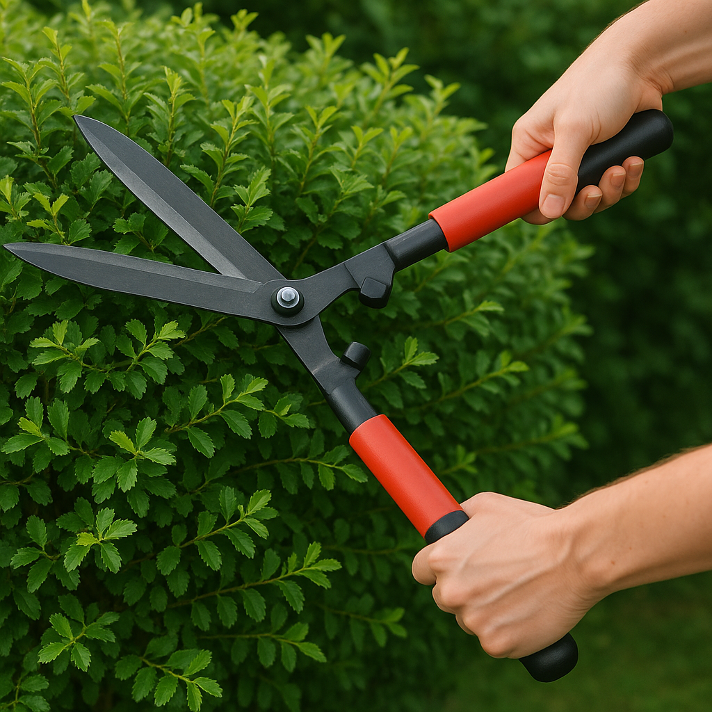 Heckenschnitt mit Trimmer